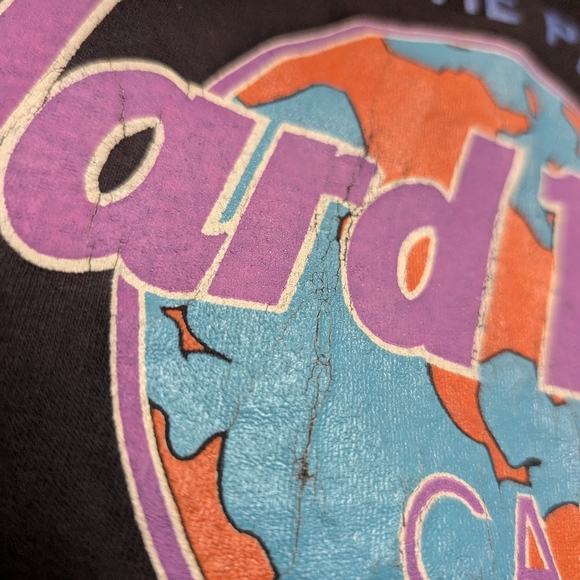 VTG Dallas Hard Rock Cafe Black T-Shirt OSFA Black Faded Single Stitch - Picture 4 of 9